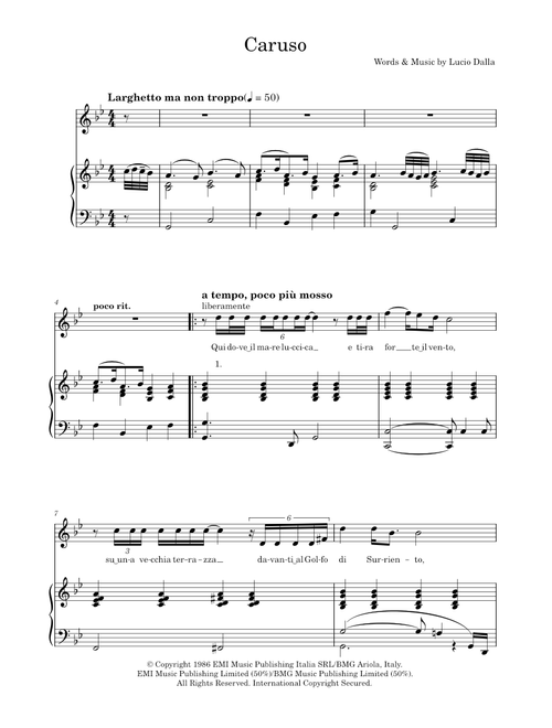 Caruso - Luciano Pavarotti (Piano Vocal)