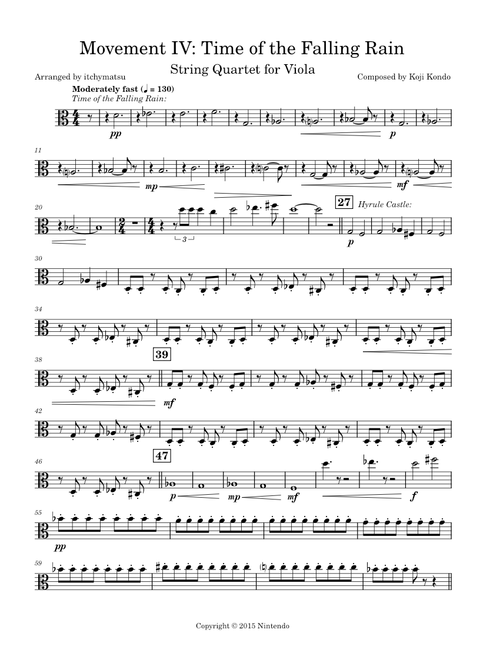 Movement IV: Time of the Falling Rain SQ for Viola