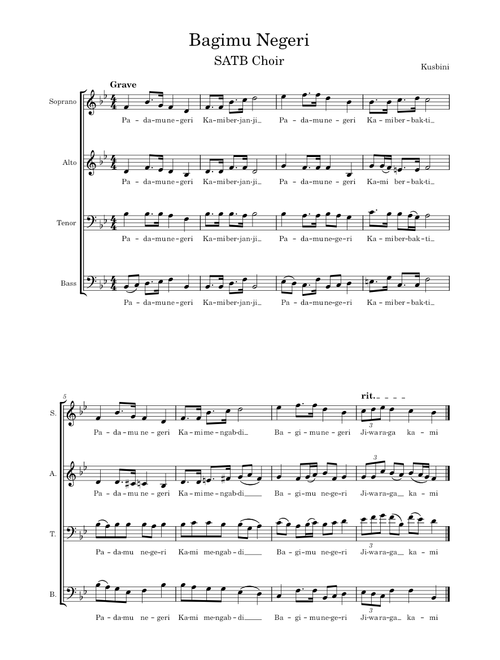 Bagimu Negeri (SATB Choir) – Kusbini