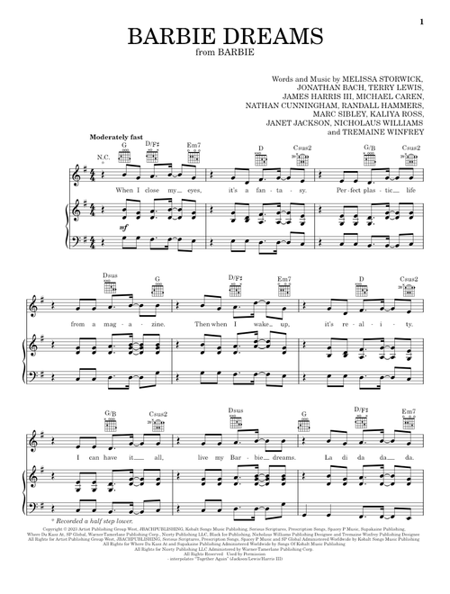 Barbie Dreams (from Barbie) (feat. Kaliii) - FIFTY FIFTY (Piano-Vocal-Guitar)