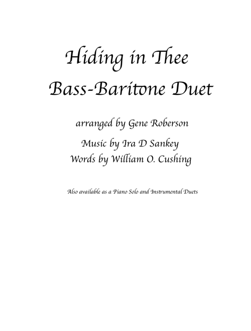 Hiding in Thee  Men's Duet (Arr. Gene Roberson) - Sankey - Cushing (Choral, TTBB)