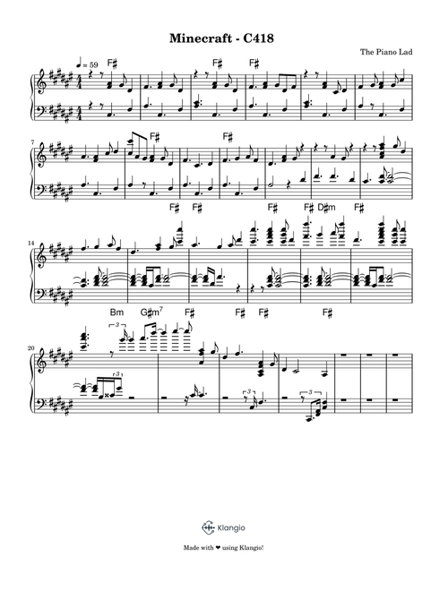 Minecraft C418 (Arr. The piano lad) (Easy Piano)