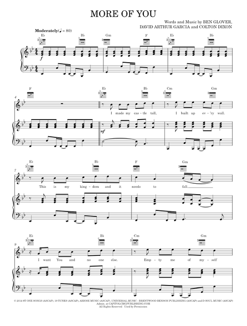 More Of You - Ben Glover, Reuben Morgan (Piano-Vocal-Guitar)