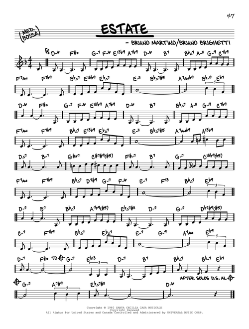 Estate (arr. David Hazeltine) - Bruno Martino (Real Book - Enhanced Chords)