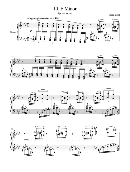 Liszt Transcendental Étude in F minor, "Appassionata" S. 139 No. 10