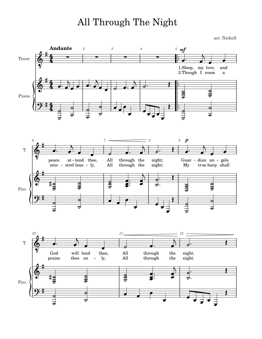 All through the night piano adventures clearance