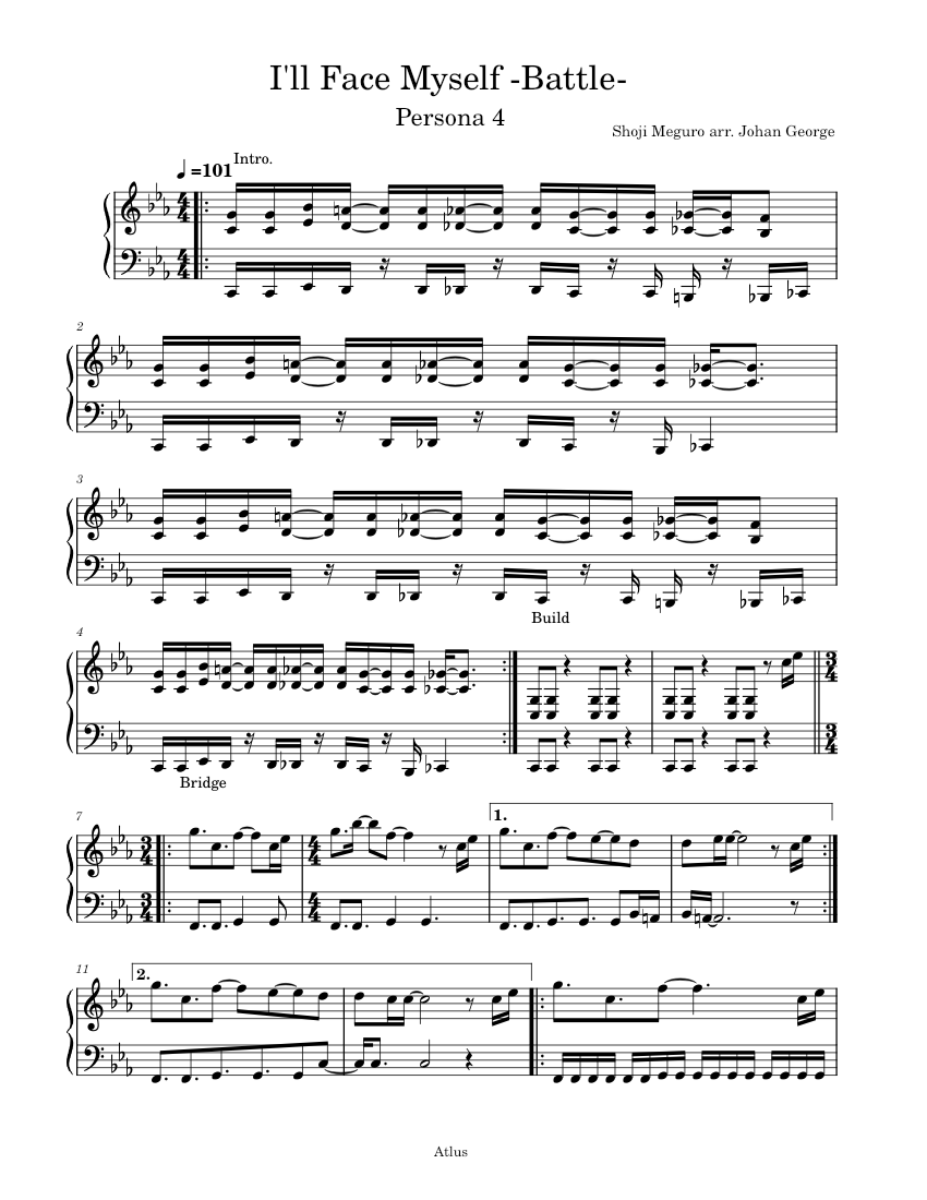 I'll Face Myself -Battle- | Shoji Meguro (Persona 4) Sheet I'll Face Myself -Battle- | Shoji Meguro (Persona 4) Sheet