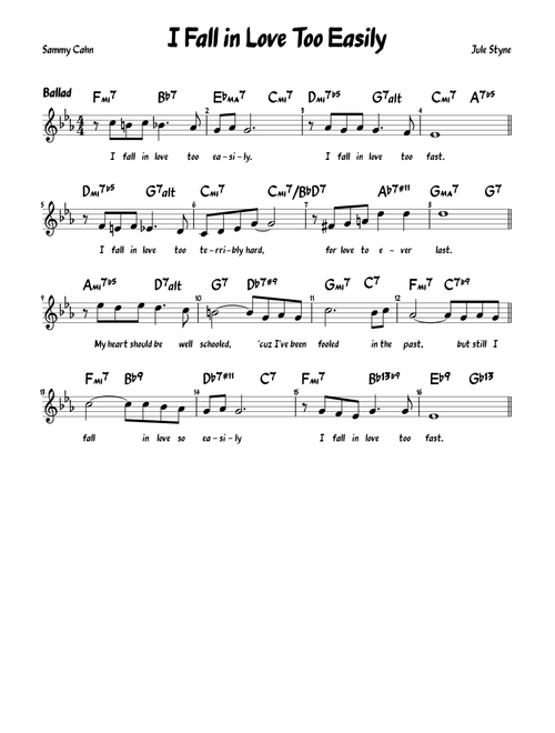 I Fall in Love Too Easily Lyrics Eb
