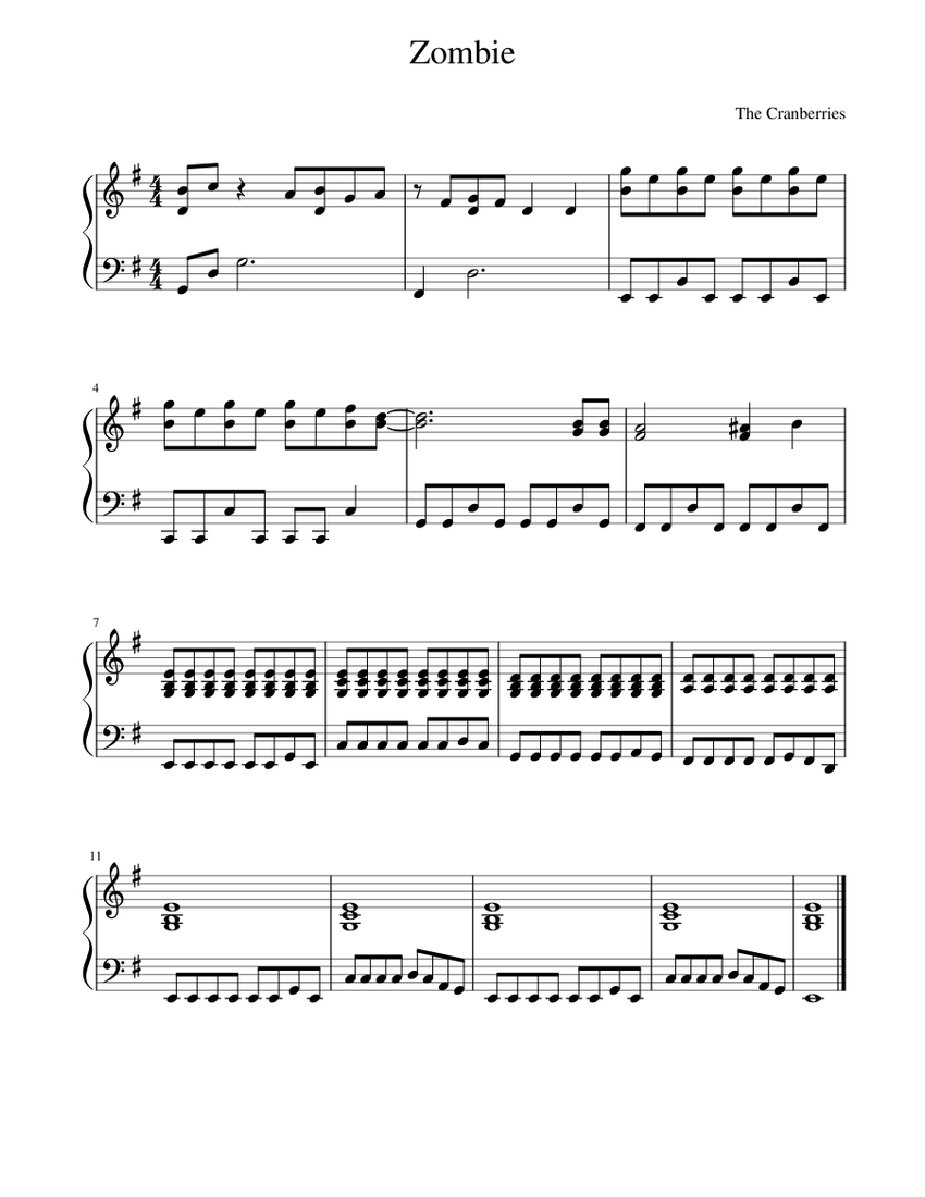 Zombie Sheet music for Piano (Solo)