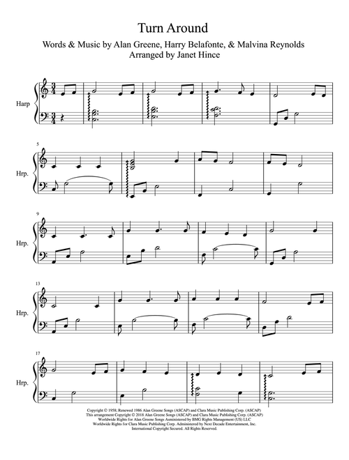 Turn Around (Arr. Janet Hince) - Harry Belafonte, Sonny & Cher (Harp)