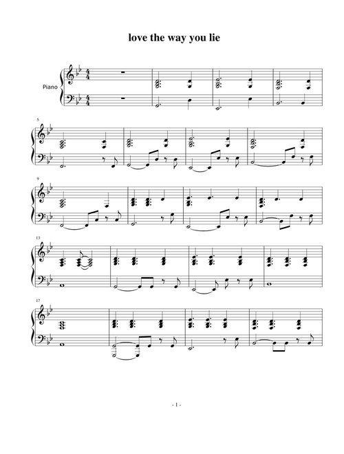 Love The Way You Lie (Arr. Eminem Feat. Rihanna) - Eminem Feat Rihanna (Piano Vocal)
