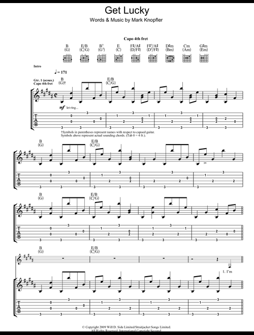 Get Lucky - Mark Knopfler (Guitar Tab)