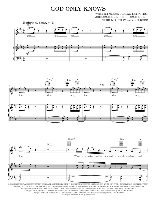 God only knows - for KING & COUNTRY (Piano-Vocal-Guitar)