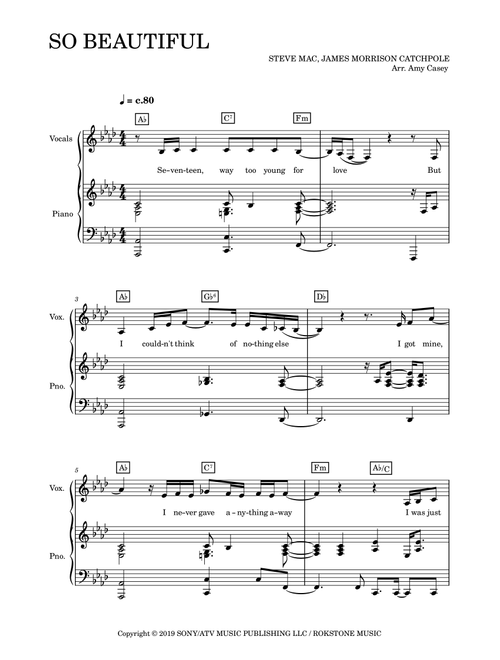 So Beautiful (Arr. Amy Casey) - James Morrison Catchpole, Steve Mac, Gary Barlow (Piano-Vocal-Guitar (Piano Accompaniment))