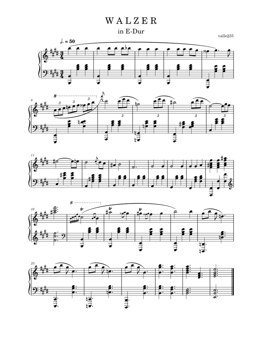 Waltz in e major Sheet music for Piano (Solo) Easy | Musescore.com
