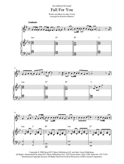 Fall For You (Arr. Kaiserin Rebecca) - Secondhand Serenade (Alto Sax and Piano)