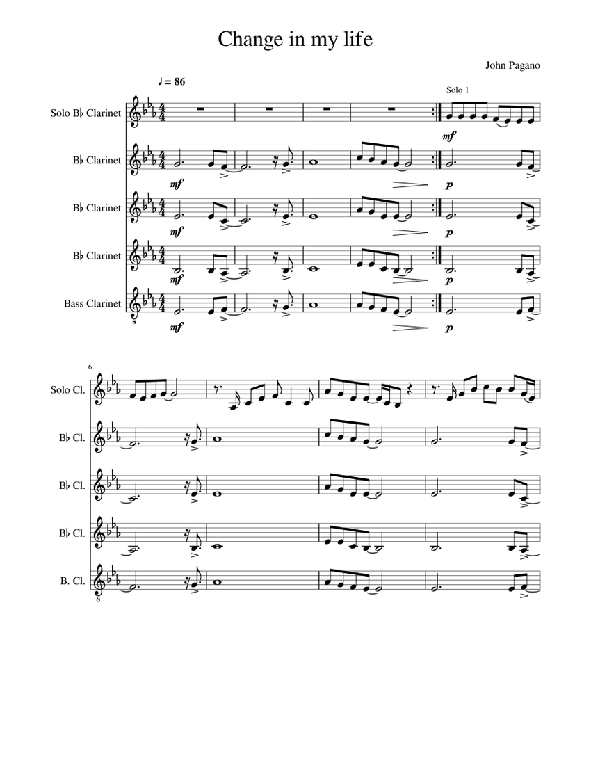 Change in my life Sheet music for in bflat