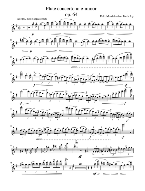 Mendelssohn flute concerto in e-minor, op. 64