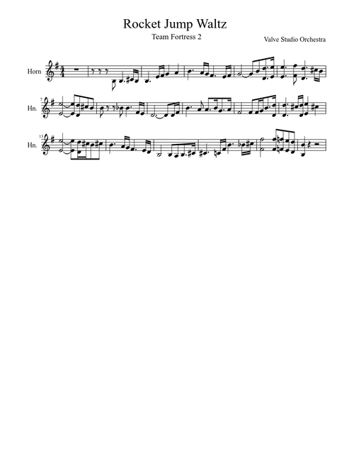Rocket Jump Waltz French Horn Solo (Lower Octave)
