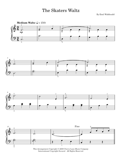 The Skaters Waltz - Emil Waldteufel (Easy Piano)