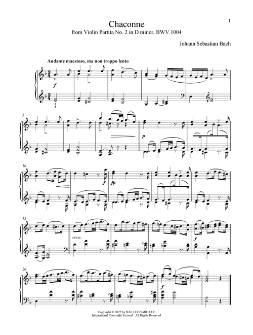 Chaconne (Theme), BWV 1004 - Johann Sebastian Bach (Piano Solo)