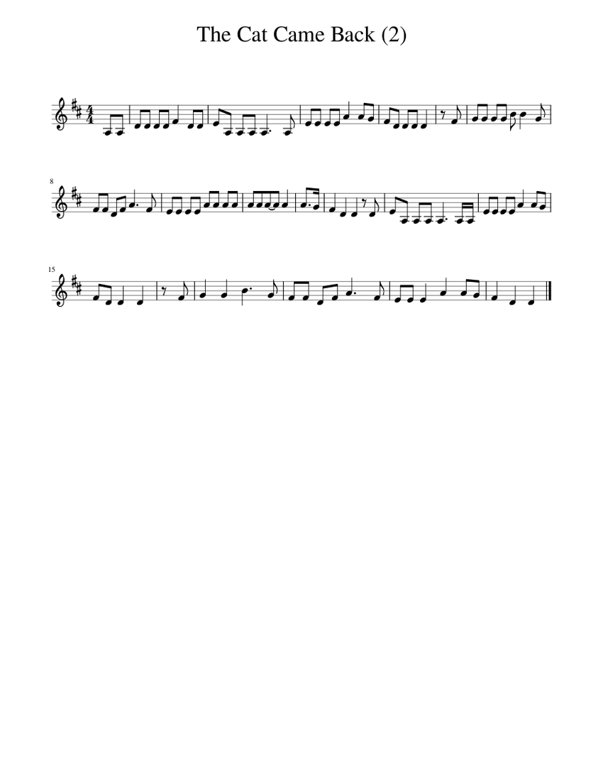 The Cat Came Back (2) Sheet music for Piano (Solo)