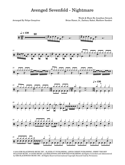 Nightmare (Arr. The Ninja) - Avenged Sevenfold (Drums)