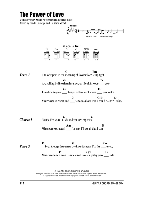 The Power Of Love - Celine Dion, David Foster (Guitar Chords-Lyrics)