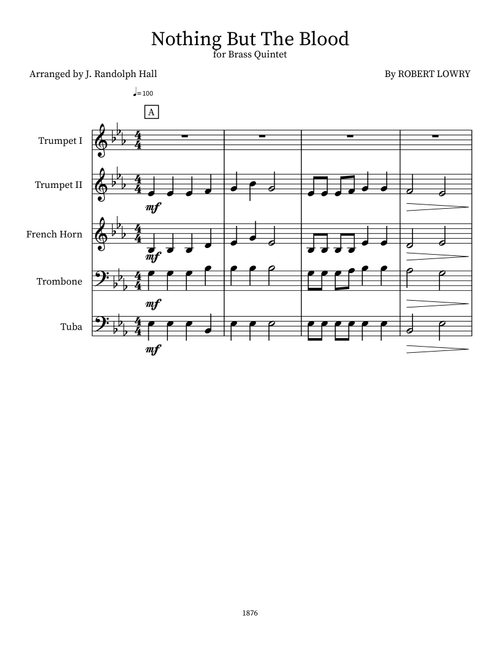 Nothing But The Blood (Arr. J. Randolph Hall) - Robert Lowry (Small Ensemble)