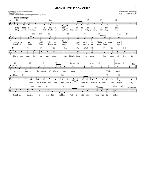 Mary's Little Boy Child - Jester Hairston (Lead Sheet - Fake Book)