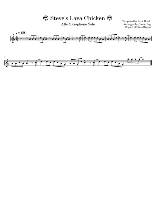 Steve's Lava Chicken – Alto Saxophone Solo
