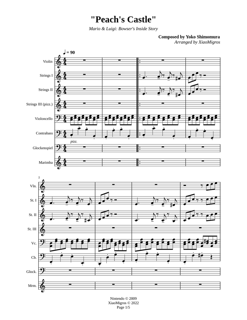 Peach's Castle - Mario & Luigi Bowser's Inside Story Sheet Music for ...