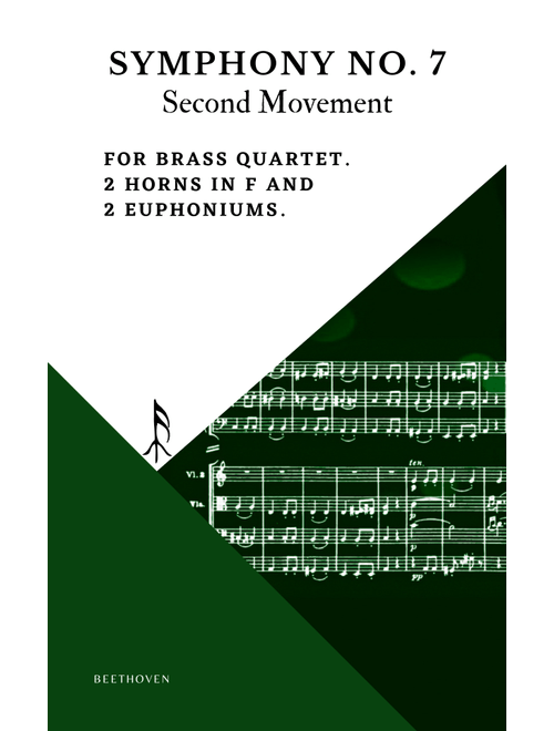 Beethoven Symphony 7 Movement 2 Allegretto for Brass Quartet 2 Horn in F 2 Euphonium (Arr. Woods Only) (Brass Ensemble)