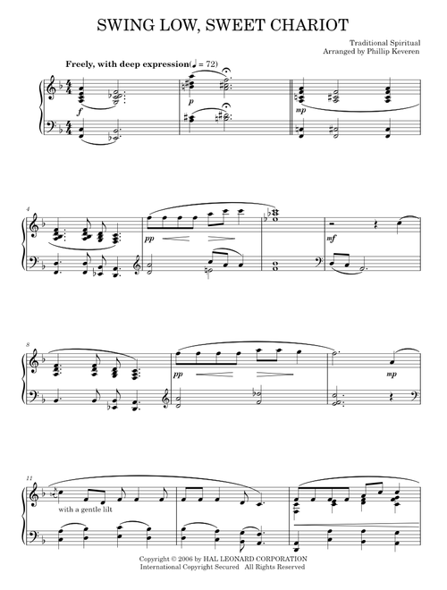 Swing Low, Sweet Chariot - Traditional Spiritual (Piano Solo)