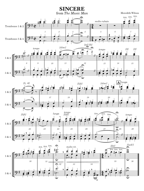 Sincere for Trombone Quartet