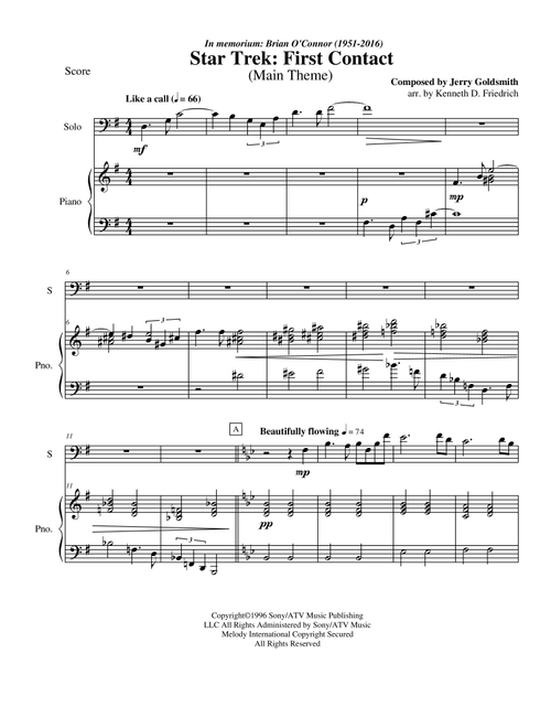 Star Trek(r) First Contact (Arr. Kenneth D. Friedrich) - Jerry Goldsmith (Cello and Piano)