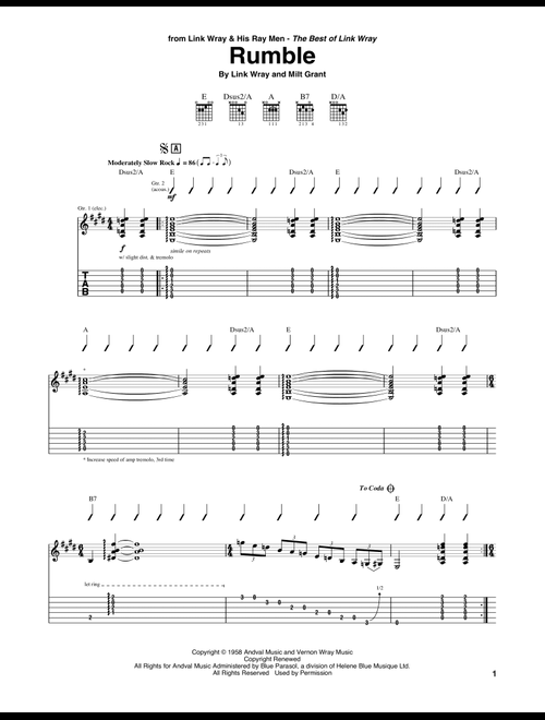Rumble - Link Wray (Guitar Tab)