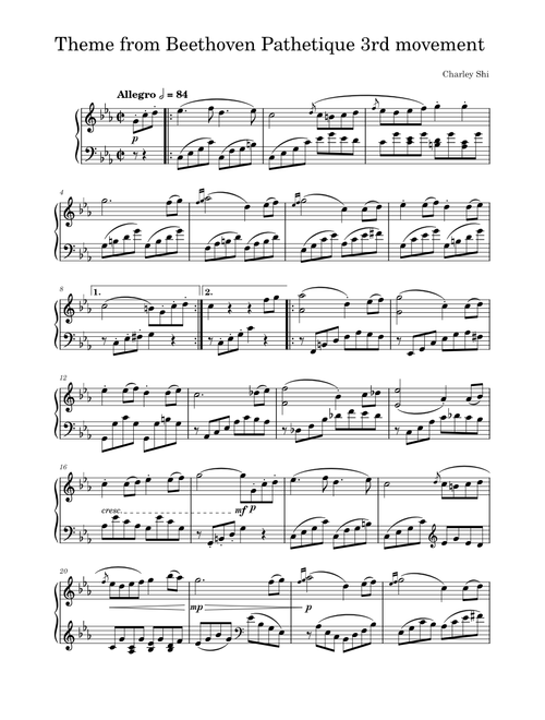 Beethoven Pathetique 3rd movement theme