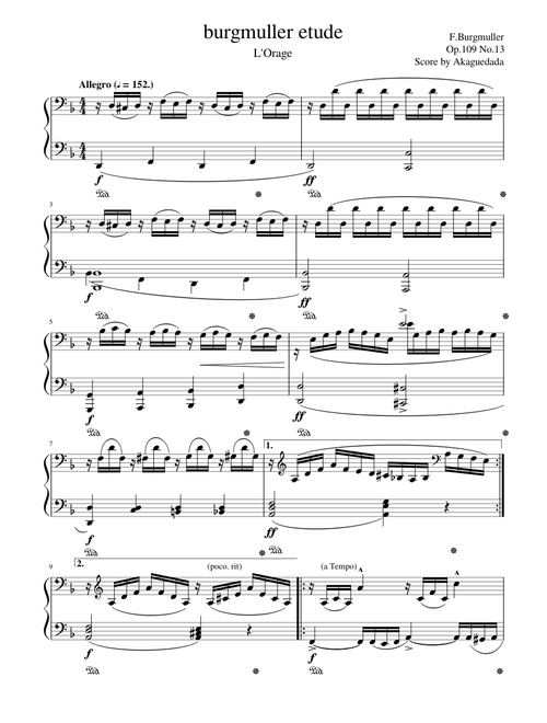 Burgmuller Etude Op.109 no.13 "L'Orage" (The Storm)