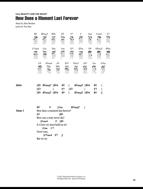 How Does A Moment Last Forever (from Beauty And The Beast) - CÉLINE DION (Ukulele Chords-Lyrics)