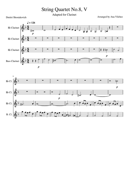 String Quartet No 8, op.110 – Dmitri Shostakovich , for Clarinet