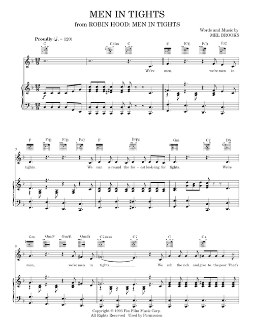 Men In Tights (from Robin Hood: Men In Tights) - Mel Brooks (Piano-Vocal-Guitar)