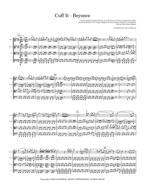 Cuff It (Arr. Danut Muresan) - Terius Youngdell Nash, Raphael Saadiq, Brittany Coney (String Quartet)