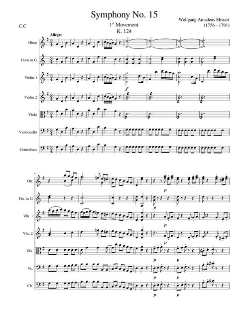 Symphony No. 15 K. 124 1st Movement – Wolfgang Amadeus Mozart