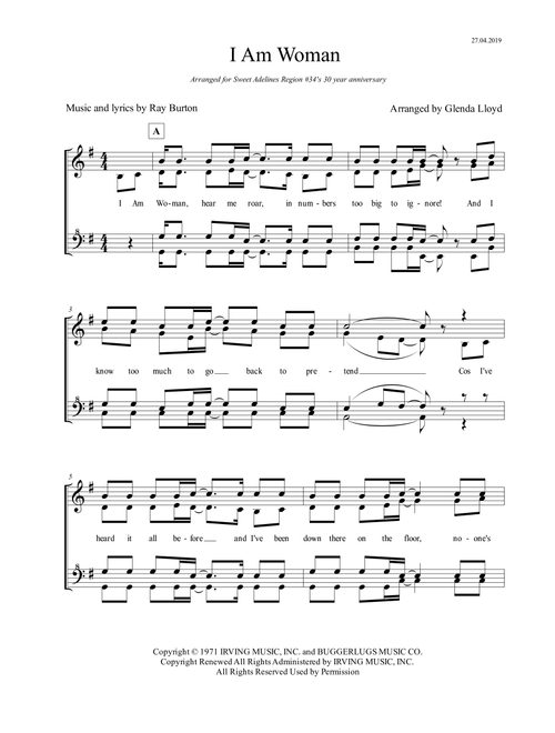 I Am Woman (Arr. Glenda Lloyd) - Helen Reddy (Choral, SSAA)