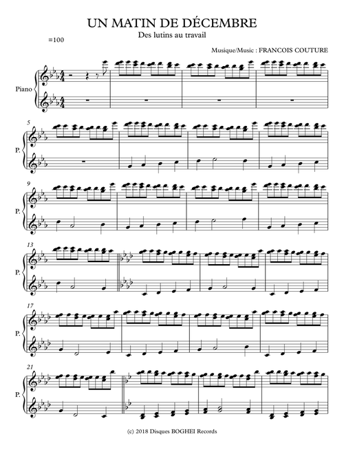 UN MATIN DE DÉCEMBRE  Des lutins au travail - Francois Couture (Easy Piano)