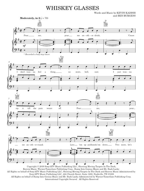 Whiskey glasses - Morgan Wallen (Piano-Vocal-Guitar)