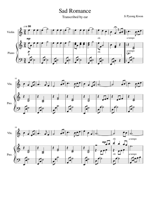 Sad Romance (Transcribed by Ear)