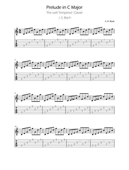 Bach - Prelude in C major - BWV 846 - Guitar TAB (Arr. Ygor Nunes Silva) - Johann Sebastian Bach (Easy Guitar with TAB)
