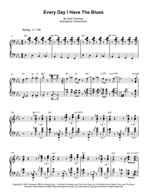 Every Day I Have The Blues (Arr. Tunescribers) - Peter Chatman (Piano Vocal)